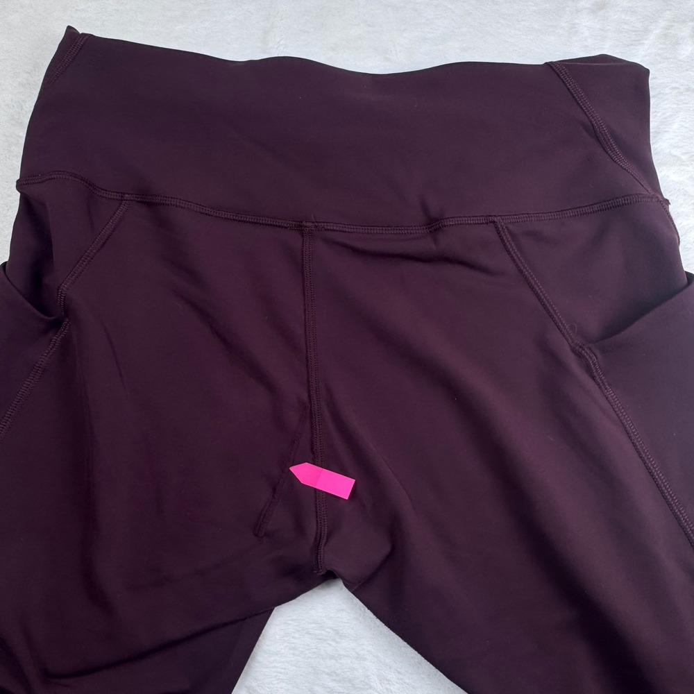 Lululemon Leggings Women 12 Burgundy High Rise Side Pockets 25 Inseam LW5EPSS - Picture 7 of 8